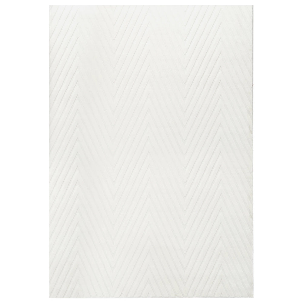 Tappeto da corridoio bianco sporco in jacquard, 160 x 230 cm, a pelo corto, forma rettangolare, per corridoio, con retro in poliestere, moderno