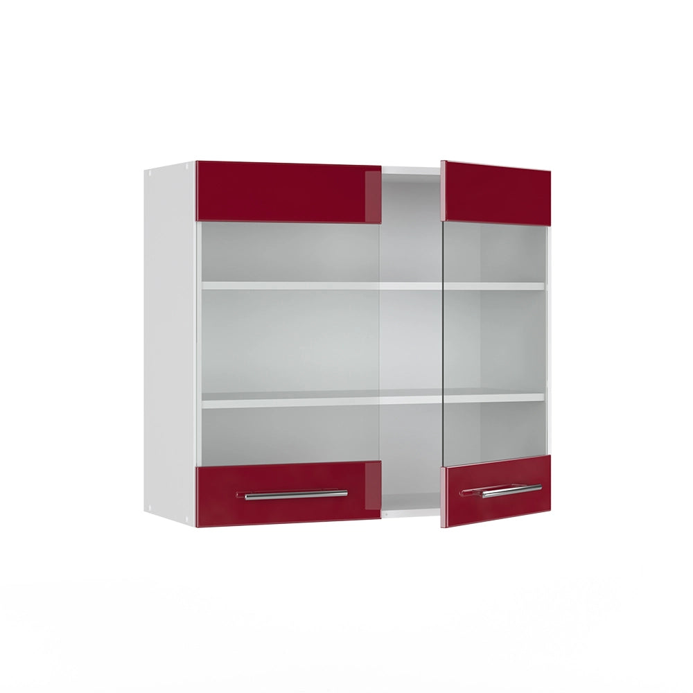 Vicco Mobile da cucina in vetro Rosso bordeaux lucido 80 cm