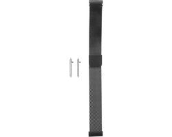 Cinturino orologio in acciaio inossidabile a maglia 14 mm nero regolabile chiusura magnetica