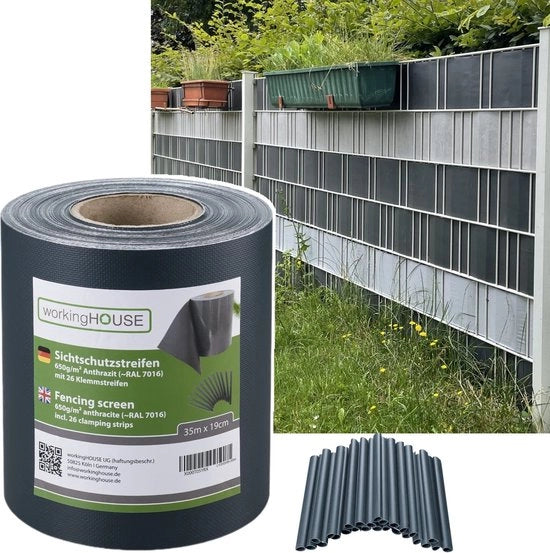Foglia di protezione per cancelli, qualità superiore, 35 m x 19 cm larghezza, opaco
