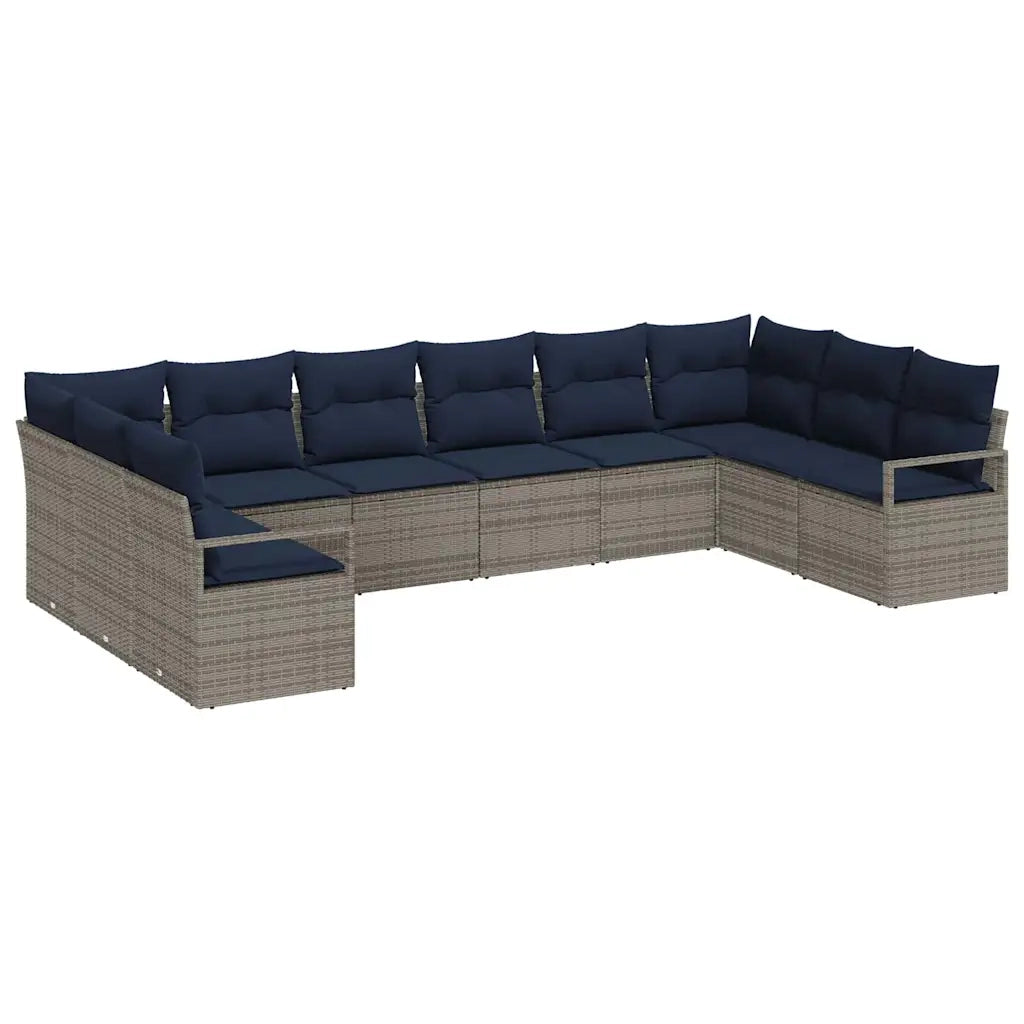 Set di divani con cuscino 10 pcs Grigio polyrattan