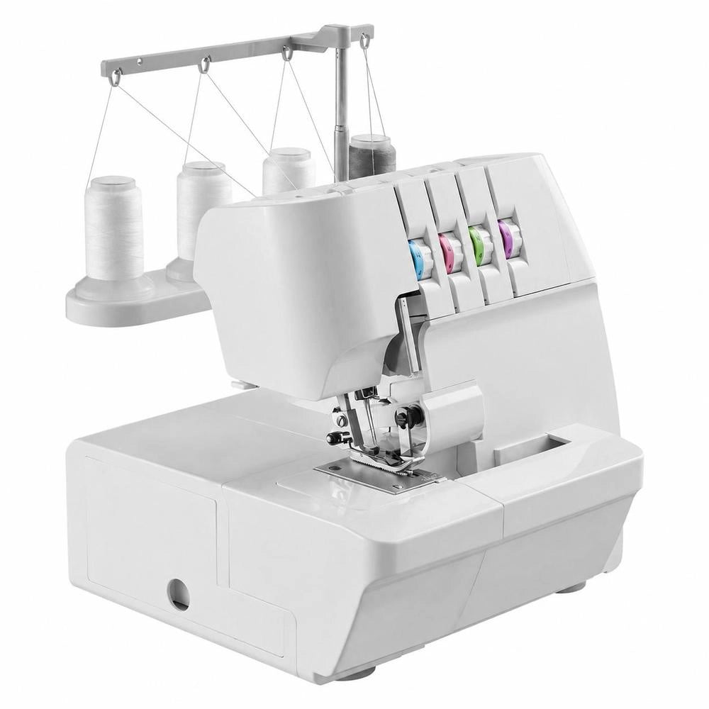 Overlock Sewing Machine, 1250 Stitches Per Minute, 2-3-4 Thread Capable, Adjustable Differential Feed (0.7-2), With Free Arm And LED Lighting, Sewing Machine For Various Fabrics, White