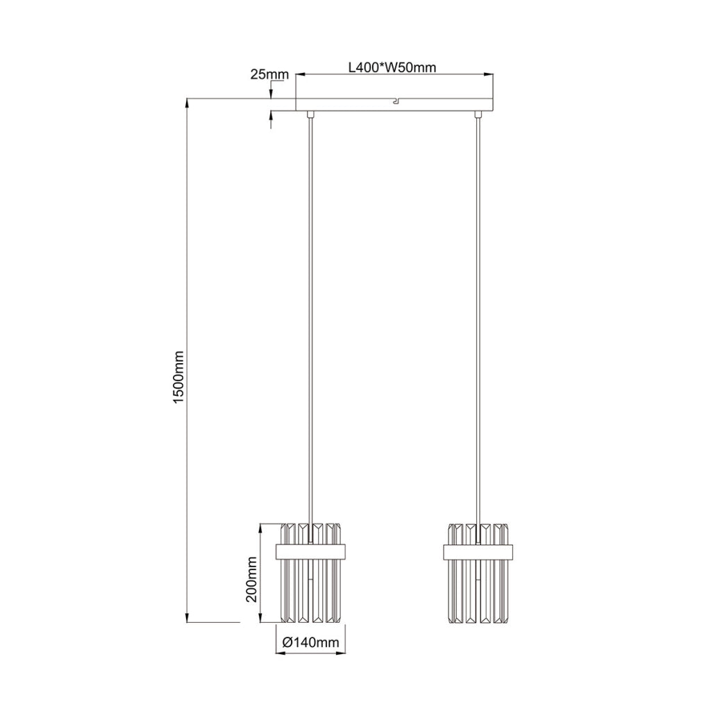 Lampada a sospensione moderna oro 40cm Vetro 2xE14