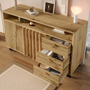 CREDENZA con 3 cassetti, 2 ante e vano aperto 120x40x85 cm effetto legno scuro