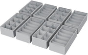 Organizzatore di carreggiata per armadio - Set di 8 organizzatori, 30 x 15 x 9 cm Sistema di organizzazione per armadio, abbigliamento per bambini, calze, pannolini, grigio chiaro