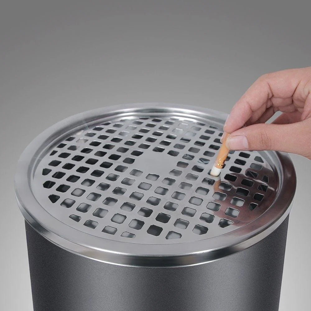 Posacenere da esterno di design con pattumiera in acciaio inox 30 litri nero 2012088