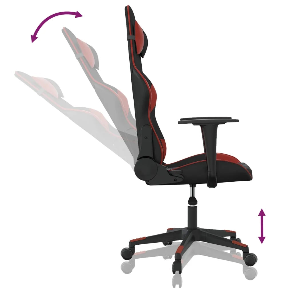 Sedia Gaming | Sedia da e-sports Massaggio Nero e Rosso Vino in Similpelle