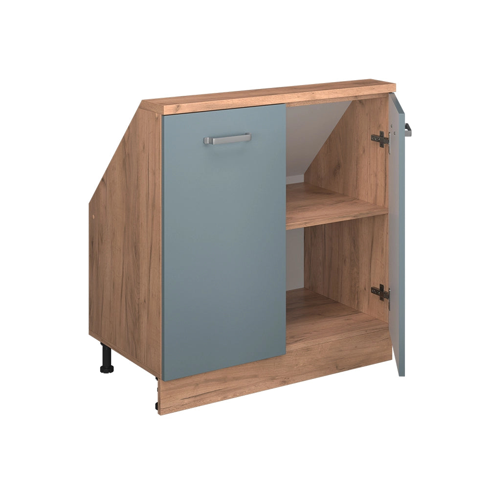 Mobile cucina sottotetto R-Line Grigio-blu/Rovere dorato 80 cm con 2 porte Vicco