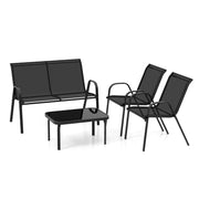 Set di mobili da giardino 4 pezzi 112 x 62 x 83 cm seduta comoda design moderno acciaio grigio 20_0011978