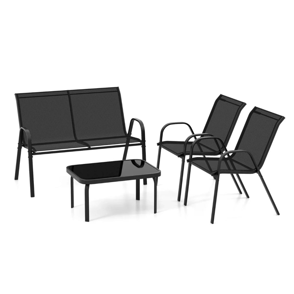 Set di mobili da giardino 4 pezzi 112 x 62 x 83 cm seduta comoda design moderno acciaio grigio 20_0011978