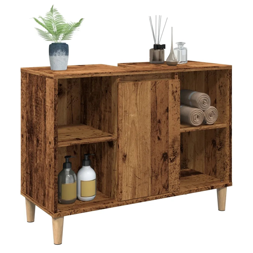 Mobile da Bagno Legno Antico 80x33x60 cm in Legno Multistrato 857133