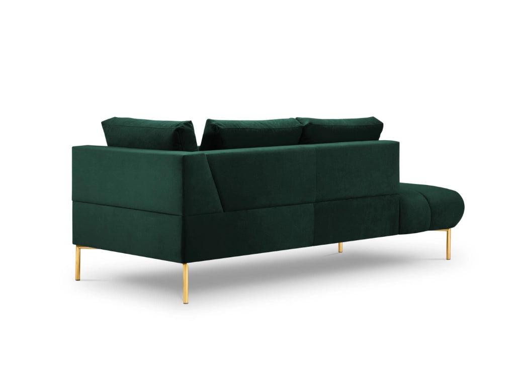 Cosmopolitan Design - Chaise longue sinistra "Hastings" 2 posti in velluto verde bottiglia 