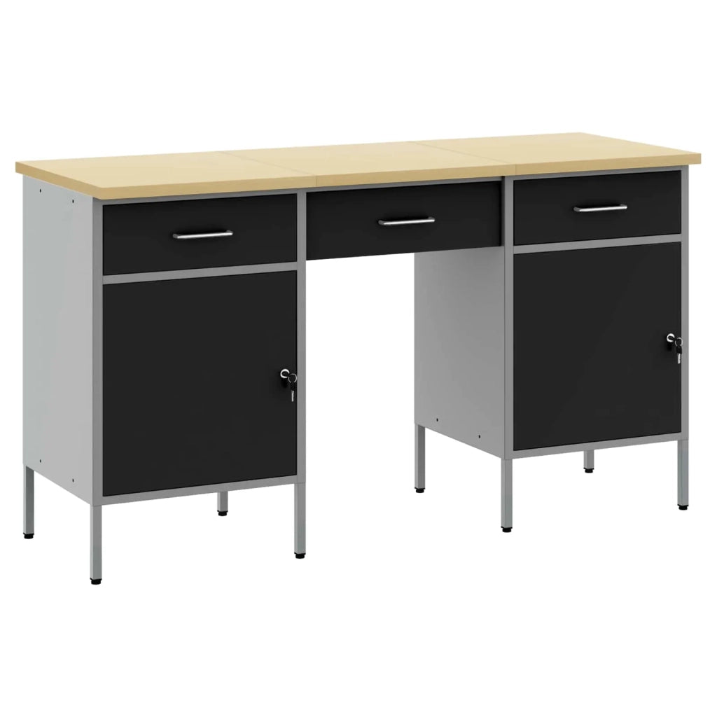 Mobile da lavoro 3 pcs Nero Legno ingegnerizzato e acciaio 3321374