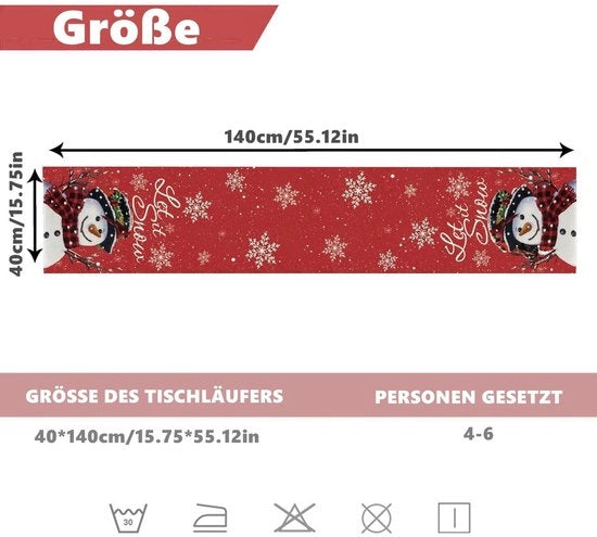 Tavolo di Natale - Tappeto di Neve - Tovaglia per Tavolo - Decorazione per Tavolo - 40 x 140 cm - Tovaglia di Lino di Alta Qualità - Sostenibile e Riciclabile