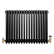 Radiatore Tradizionale 4 Colonne Orizzontale Riscaldamento Nero & Valvole 600x785 mm