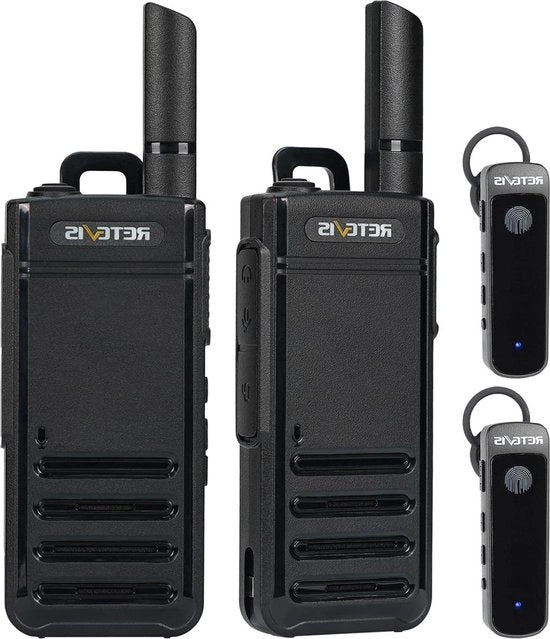 Radiocomunicazione a due vie PMR446 con cuffia tipo C VOX portatile Radiocomunicazioni a due vie per campeggio e viaggi in auto - nero - 2 pezzi