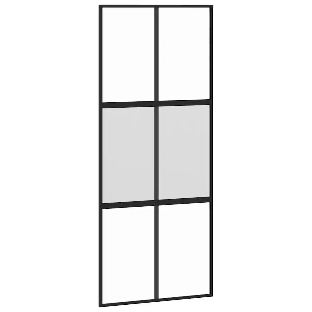 Porta Scorrevole Ferramenta 90x205 cm Vetro Temperato Alluminio 3332975