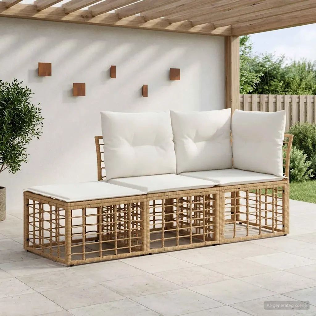 Set di divani da esterno con cuscino 3 pcs Naturale Poliestere 3437442