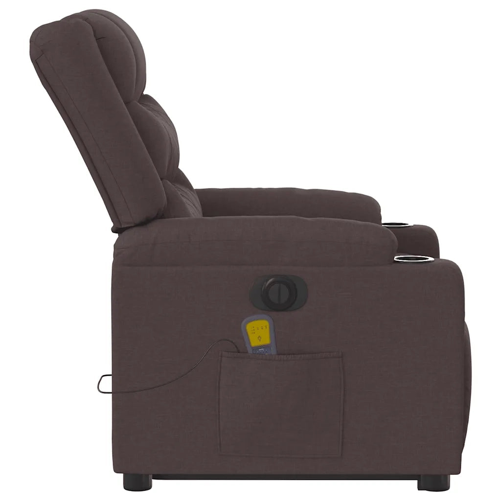 Poltrona Alzapersona Massaggio Elettrica Marrone Scuro Tessuto 3310284