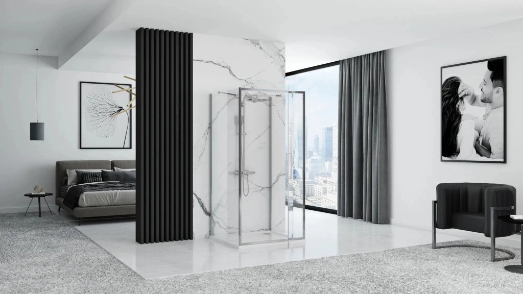 Cabina Doccia A Parete Rea Rapid Swing Chrome 100x100