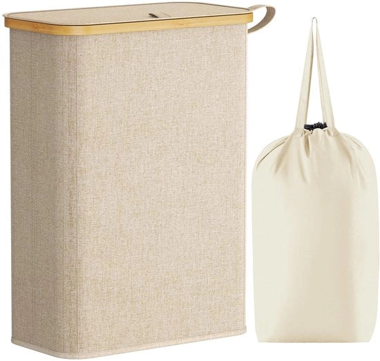 Asciugamani da 50 Litri - Asciugamani con coperchio - Asciugamani staccabili - Beige - Scatola da asciugamani pieghevole per bagno e camera da letto