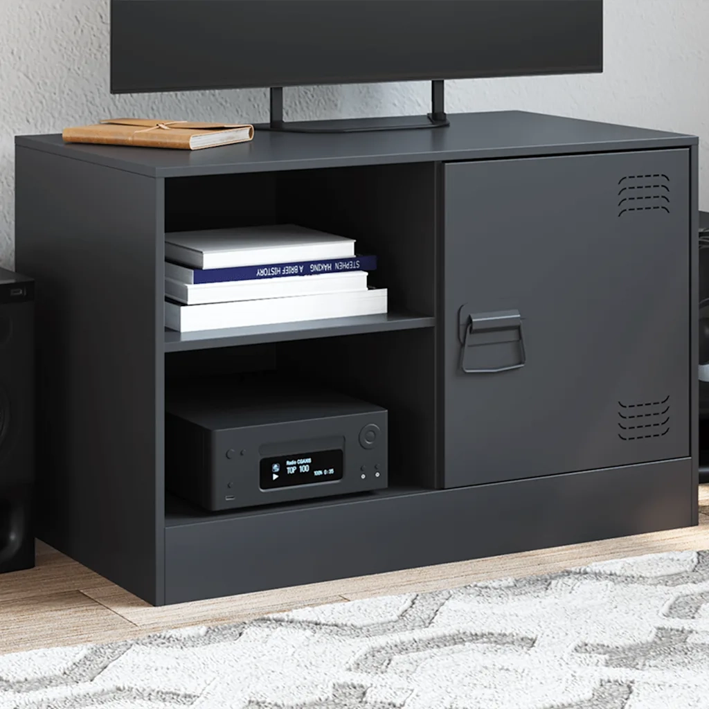Mobile TV | Armadietto TV | Mobile Porta TV Nero 67x39x44 cm in Acciaio