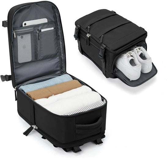 Borsa a Mano per Bagaglio a mano 40x20x25 cm Borsa a Spalla per Viaggio per Donne con Comparto per Scarpe Impermeabile con Comparto per Laptop per Computer da 14 Pollici, Nero