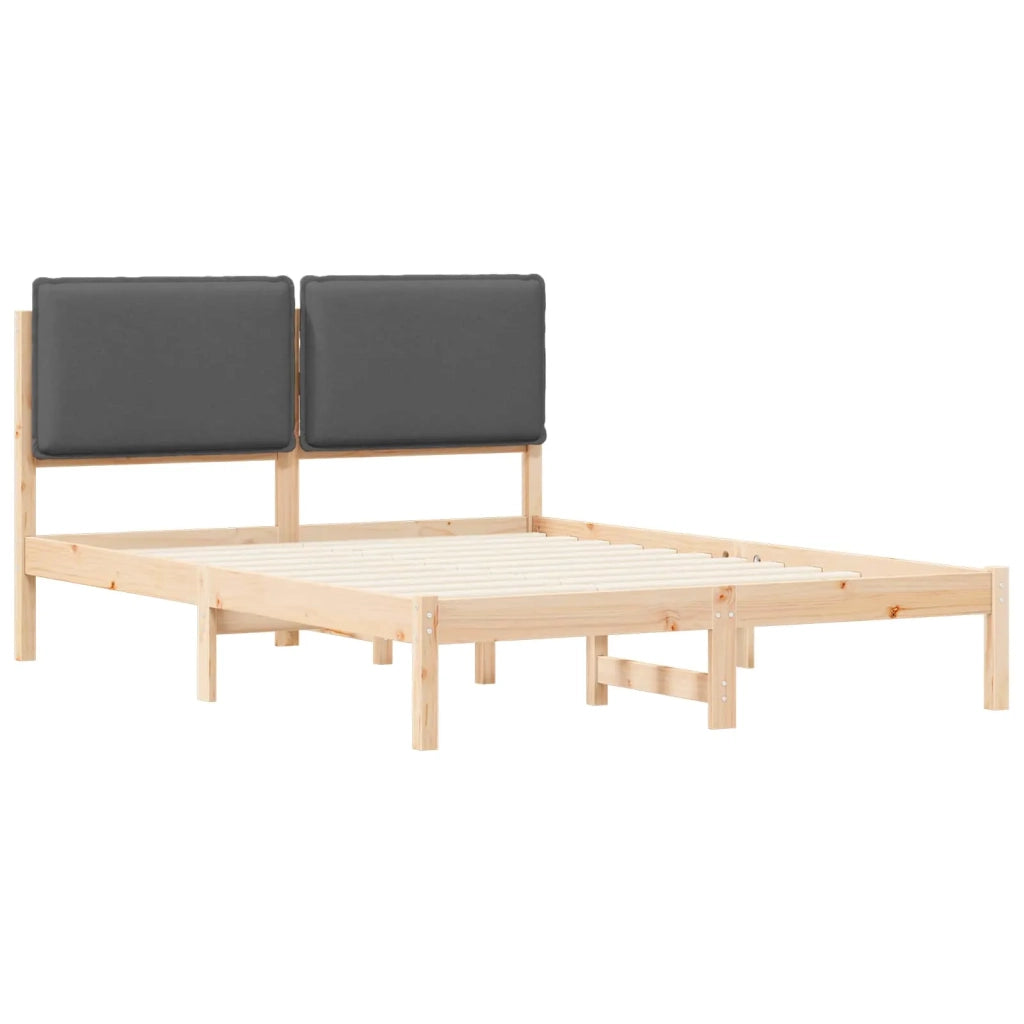 Letto con Testiera Rivestita Grigio scuro 140 x 190 cm