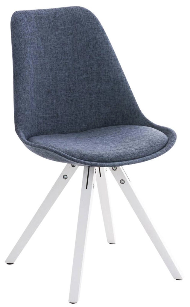 Sedia Pegleg Square in tessuto blu,bianco