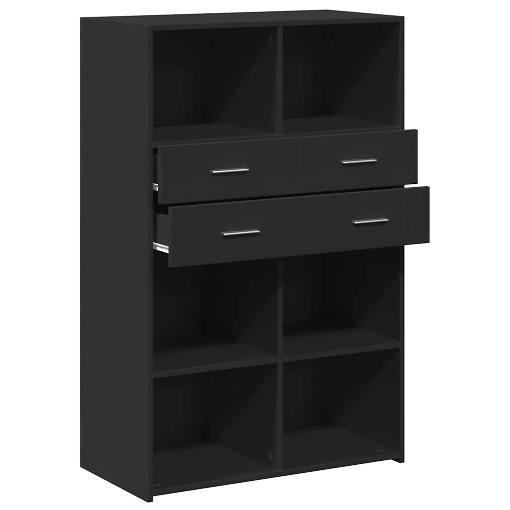 Credenza | Madia | Buffet da pranzo | Armadio da pranzo Nera 80x42,5x124 cm in Legno Multistrato