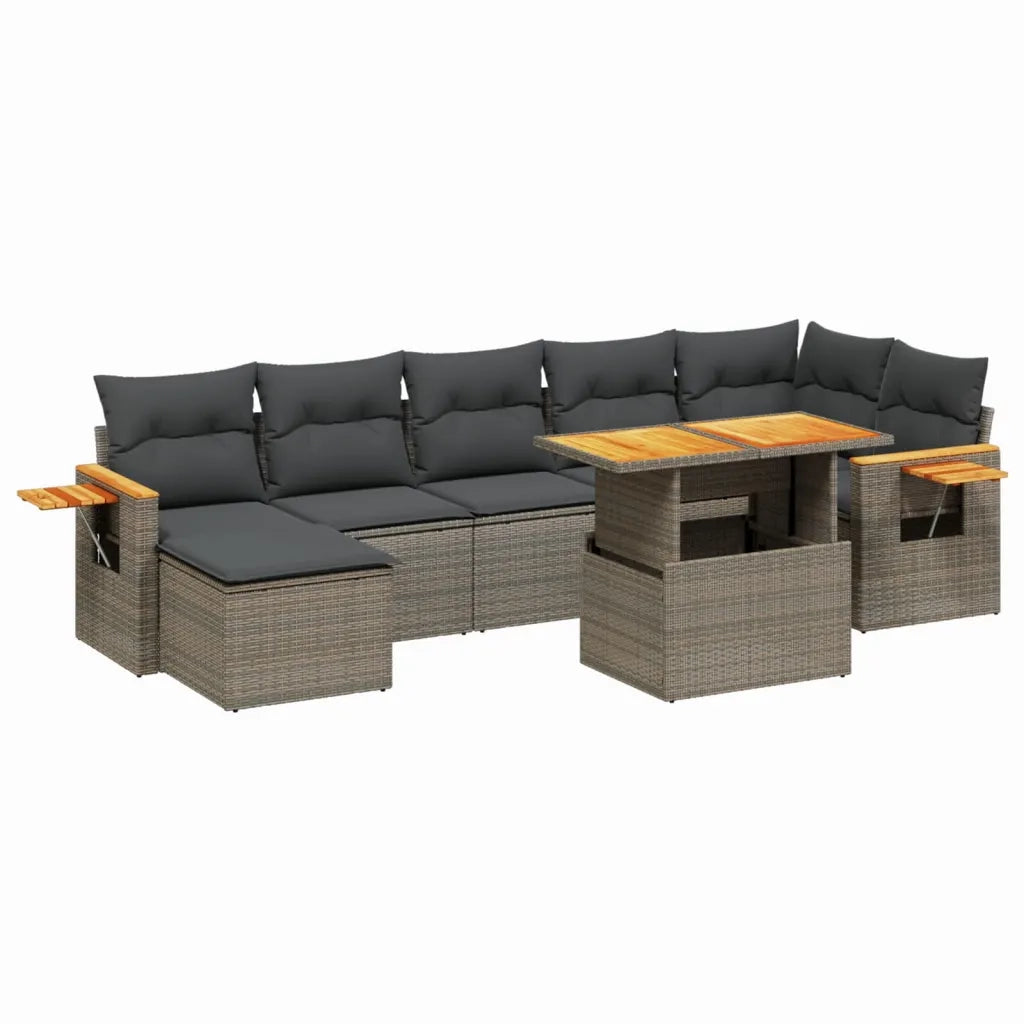 Set Divano da Giardino 8 pz con Cuscini Grigio in Polyrattan 3273629