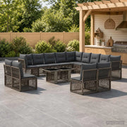 Set Divano da Giardino 14 pz Nero polyrattan 3436562