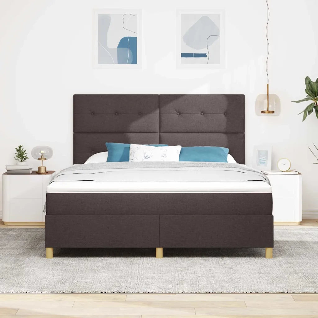 Letto a Sorgente LED Marrone Scuro 180 x 200 cm Tessuto 3343120