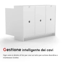 Credenza Moderna a 12 Ripiani Interni in Truciolato per Cucina, Soggiorno e Ingresso, 120x35x85 cm, Bianco