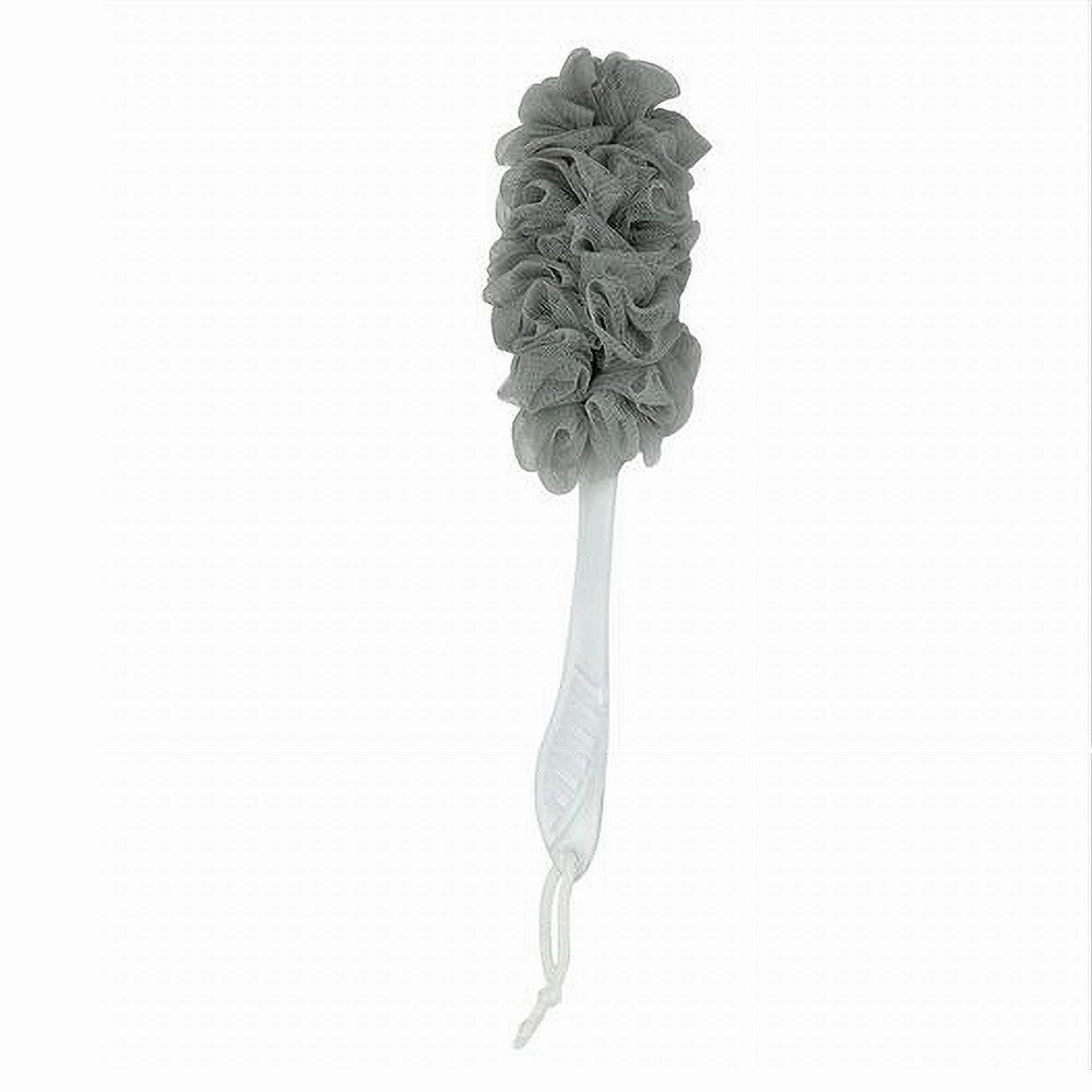 Trade Shop - Spazzola Lavaschiena Esfoliante Bagno Doccia Spugna Grigio Manico Scrubber 79605 -