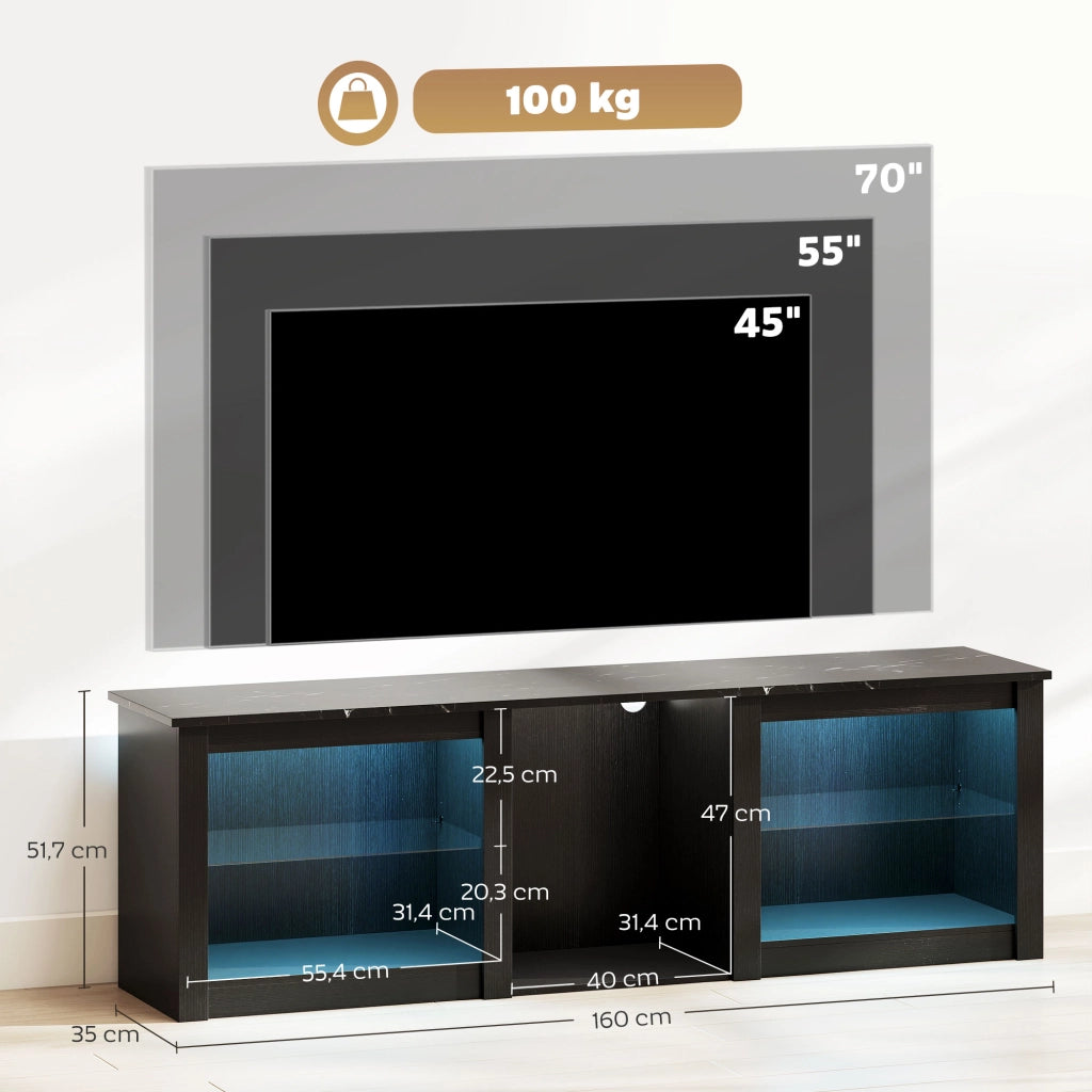 Mobile TV con illuminazione LED ¨C zephmum ¨C Nero 160x40x40 cm