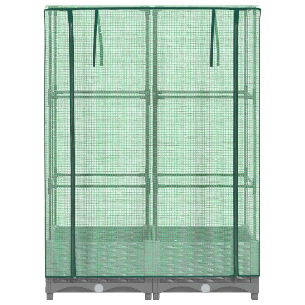 Aiuola rialzata/fioriera con copertura effetto rattan 80 x 40 x 123 cm grigio chiaro 02_0038784