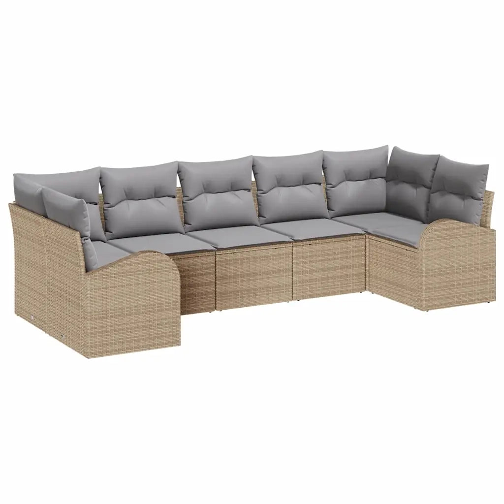 Set Divano da Giardino 7 pcs Beige Rattan in Polipropilene