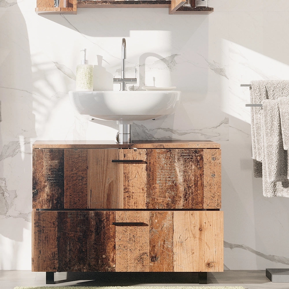 Vicco Mobile sottolavabo per bagno Rovere rustico 80 x 60 cm con 2 cassetti