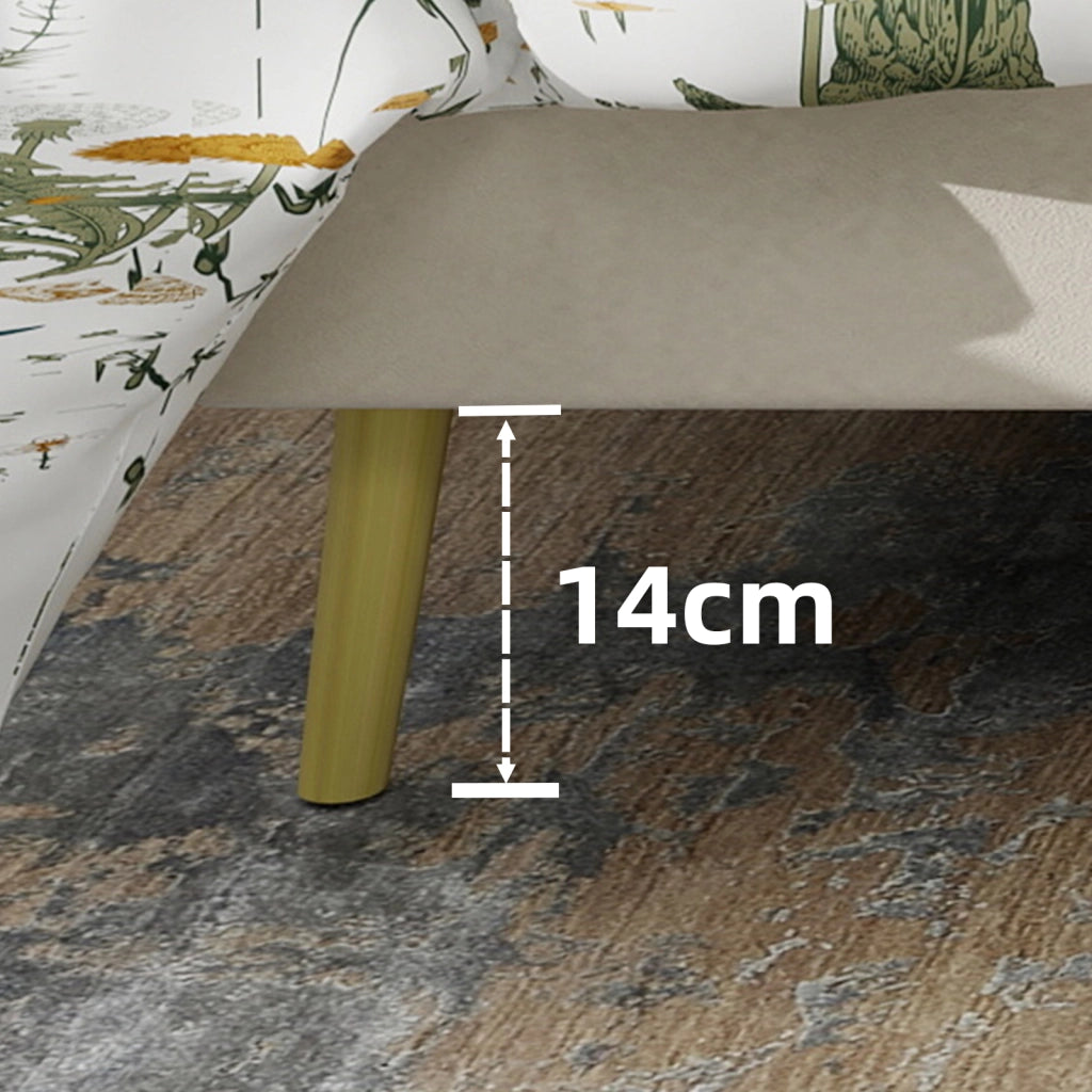 Letto Matrimoniale 140x200 cm in Tessuto e Metallo; Beige - Testiera Imbottita