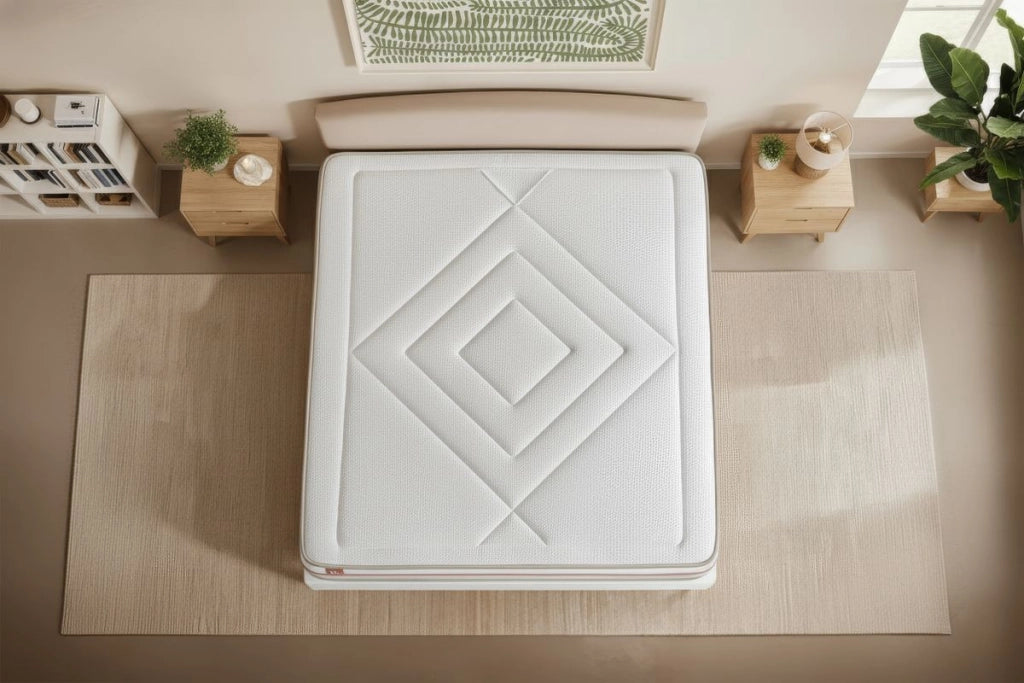 Pacchetto letto completo - Materasso 140x190cm + Box spring con doghe (kit) + 2 cuscini + Piumino - Le Paisible
