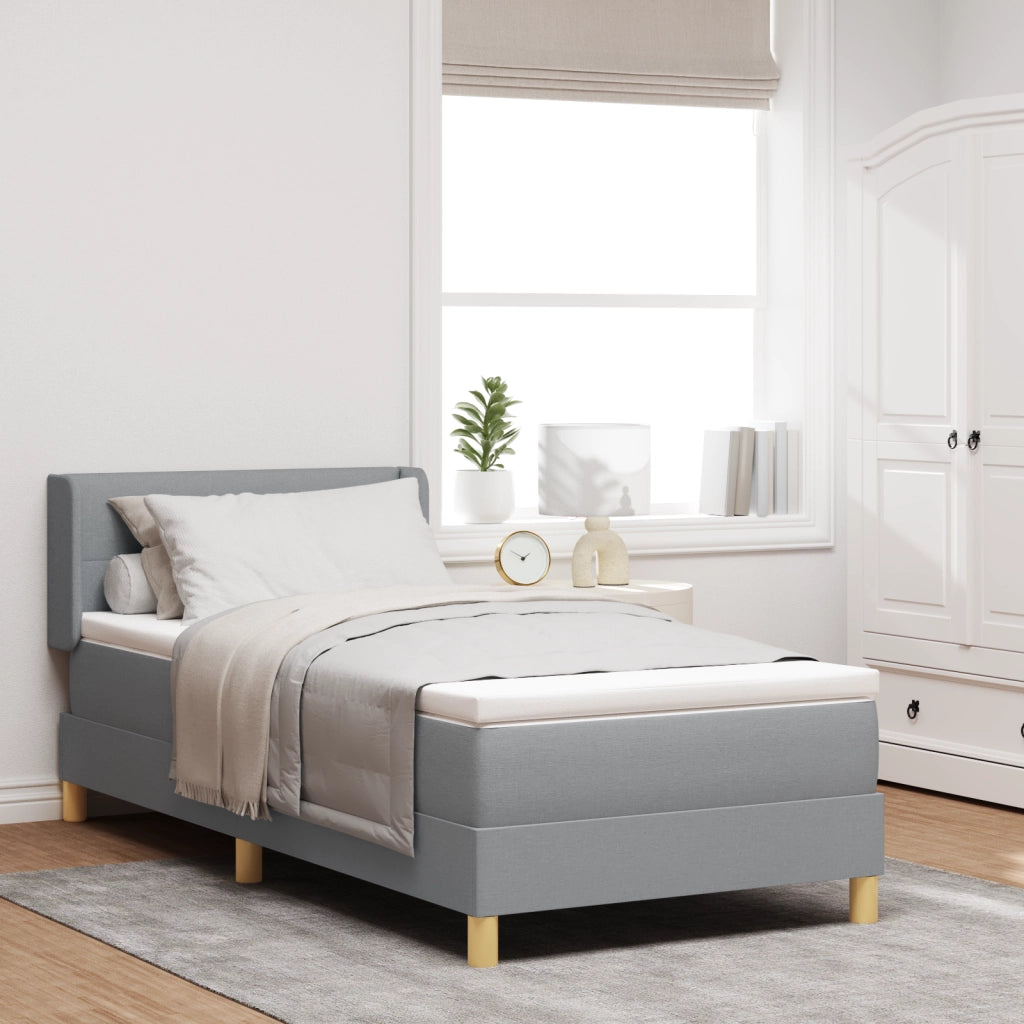 Letto Box Spring  con Materasso Grigio Chiaro 100x200 cm Tessuto