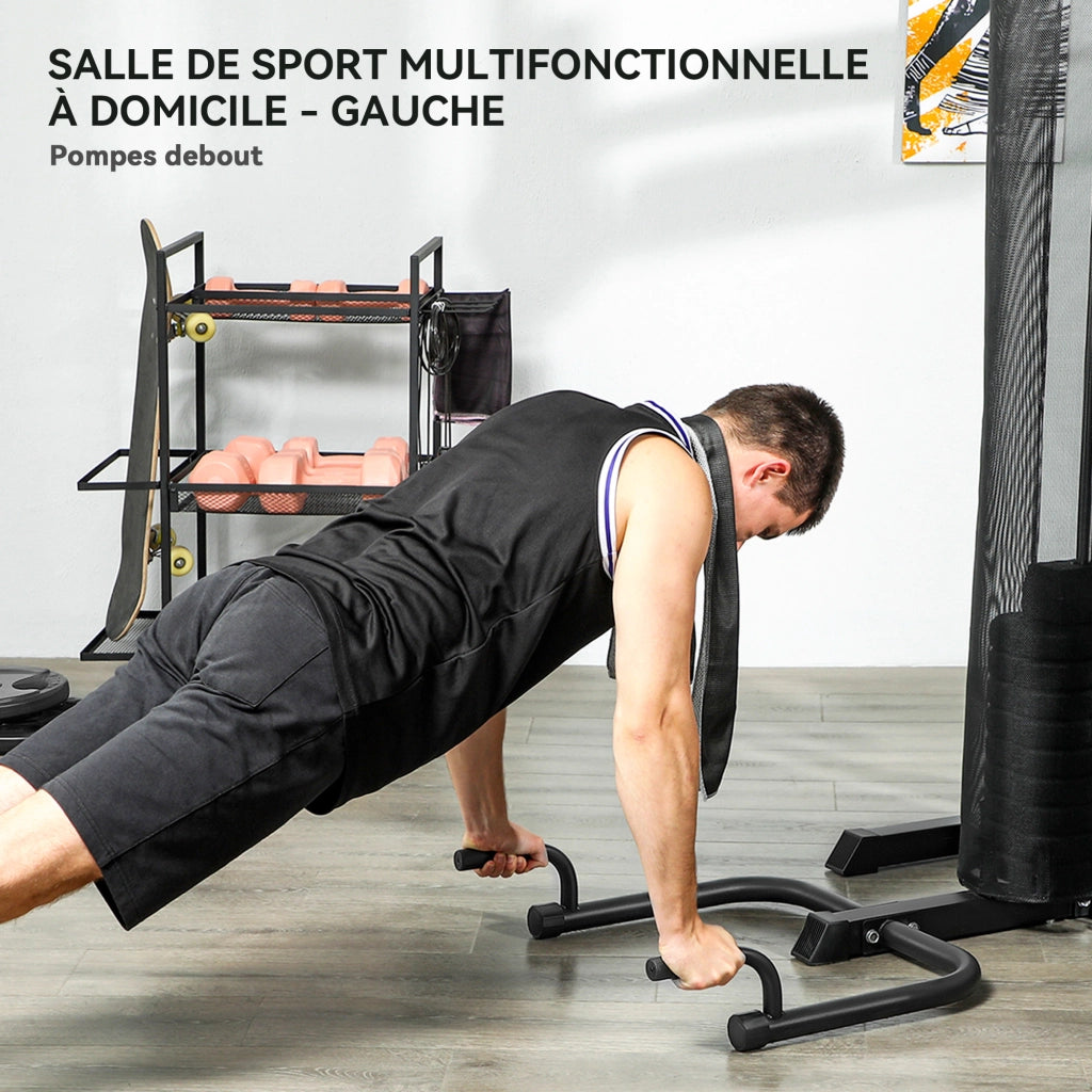 Attrezzatura Palestra Casa con Banco Pesi 65 kg ¨C zephmum ¨C Nero e Blu