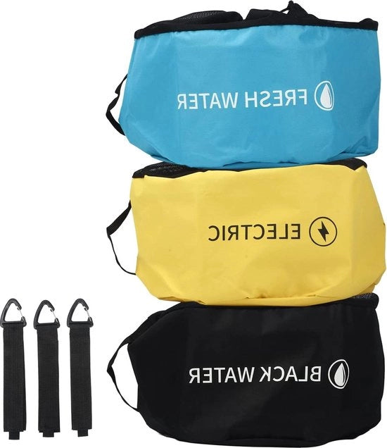 Set di contenitori per accessori RV - 3 Pack - Contenitori multifunzionali per accessori RV con cerniera e cinturino - Set di contenitori per cavi elettrici e tubi - 3 strati.