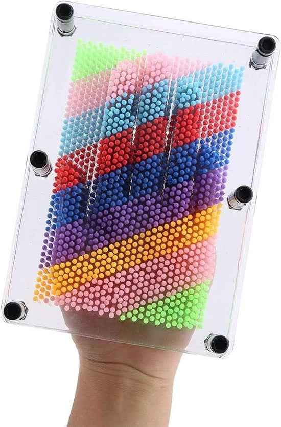 Tavolo di Arte 3D con Scultura di Pin per Decorazione di Ufficio, Casa e Studio - Ideale per bambini o adulti - Materiale trasparente, centrale.