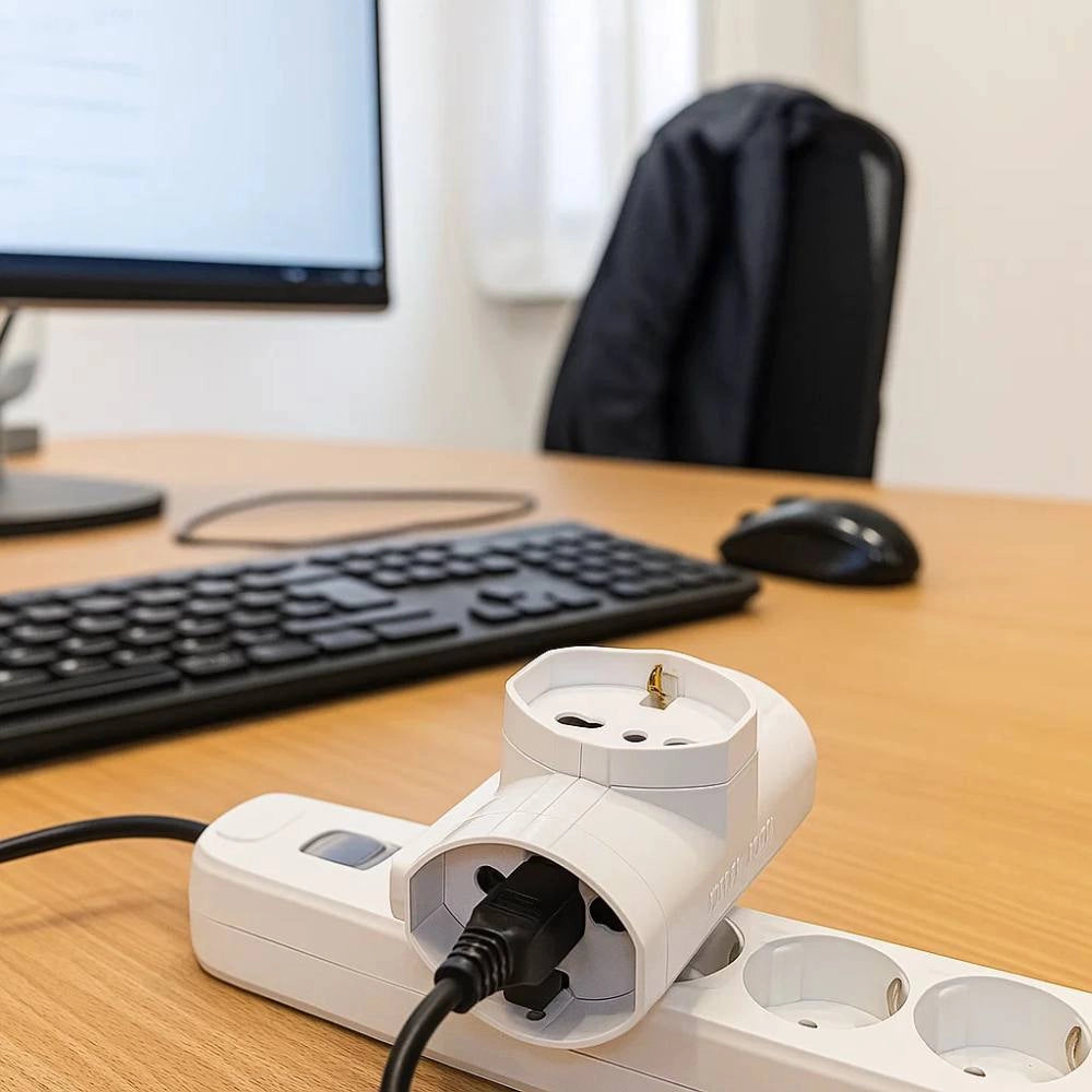 Adattatore triplo ecova 3 prese universali bipasso 16a bianco