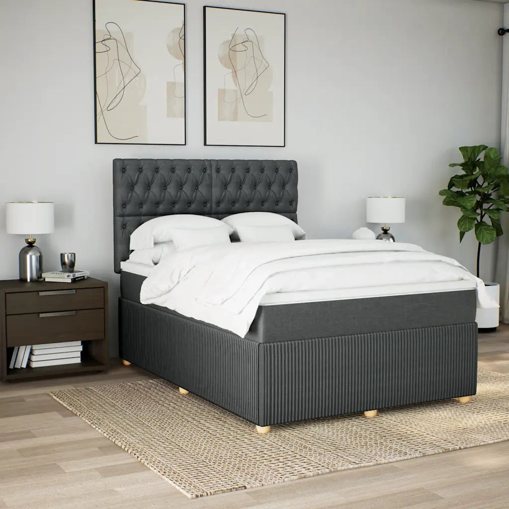 Giroletto a Molle con Materasso Grigio Scuro 160x200 cm Tessuto