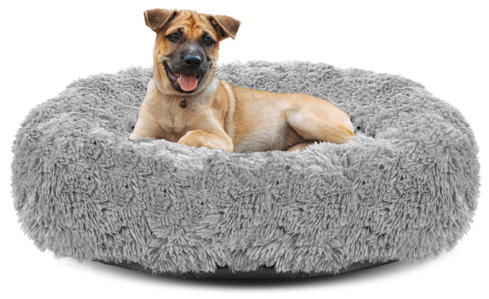 AIO FACTORY 80cm Shaggy Bed Cuscino per cani grigio chiaro impermeabile