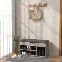 Panca Scarpiera Salvaspazioni con Vani a Giorno e a Scomparsa 80x30x45 cm Nero e Grigio
