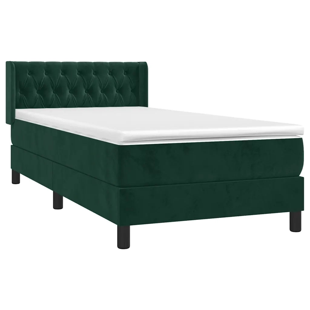 Giroletto a Molle con Materasso Verde Scuro 90x200 cm Velluto cod mxl 61479